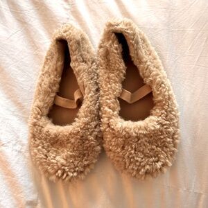 Zara Toddler Girls Faux Shearling Fur Ballet Flats, size 24 eu, 8 toddler US